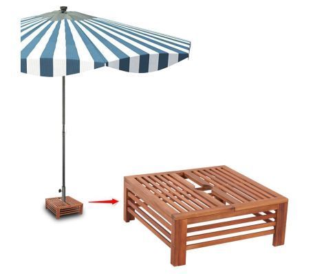 Wooden cover for the base of the umbrella