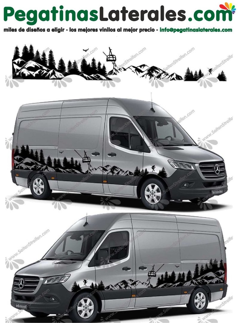 Mercedes Sprinter - Montañas bosque esquí edición - set completo de pegatinas laterales - N°:U6720