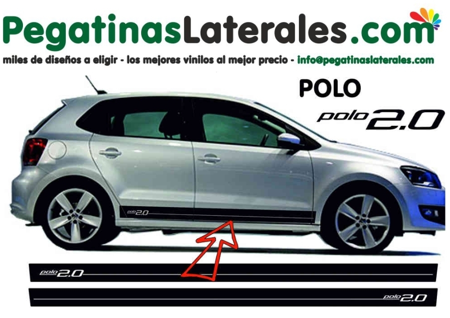 VW POLO  - Polo 2.0 Edition - rayas laterales - Set completo de pegatinas laterales - 9523
