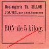 JOUHÉ, par Chef-Boutonne (79) - Boulangerie Th. SILLON - Carton rose carré 62 mm - "Bon de 5 Kilog."