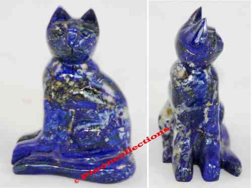 LAPIS-LAZULI - Chat sculpté dans un seul bloc de lapis-lazuli - Dimensions : 5 x 3 x 6,5 cm