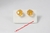 OPALE de FEU - Boucles d'Oreilles rondes calibrées de Ø10 mm - Serties sur argent - Poids : 1,5 gr