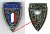 POLICE - Insigne de casquette - Attache à vis - Fabrication FRAISSE DEMEY PARIS - 27 x 39 mm.