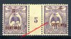 NOUVELLE CALEDONIE 1918 - 113 - Oiseau cagou avec surcharge - 5 centimes sur 15c violet - Rare paire