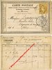 LYON (69) - Carte postale pionnière 1876 avec repiquage pour avis d'expédition des Ets LIMOUSIN