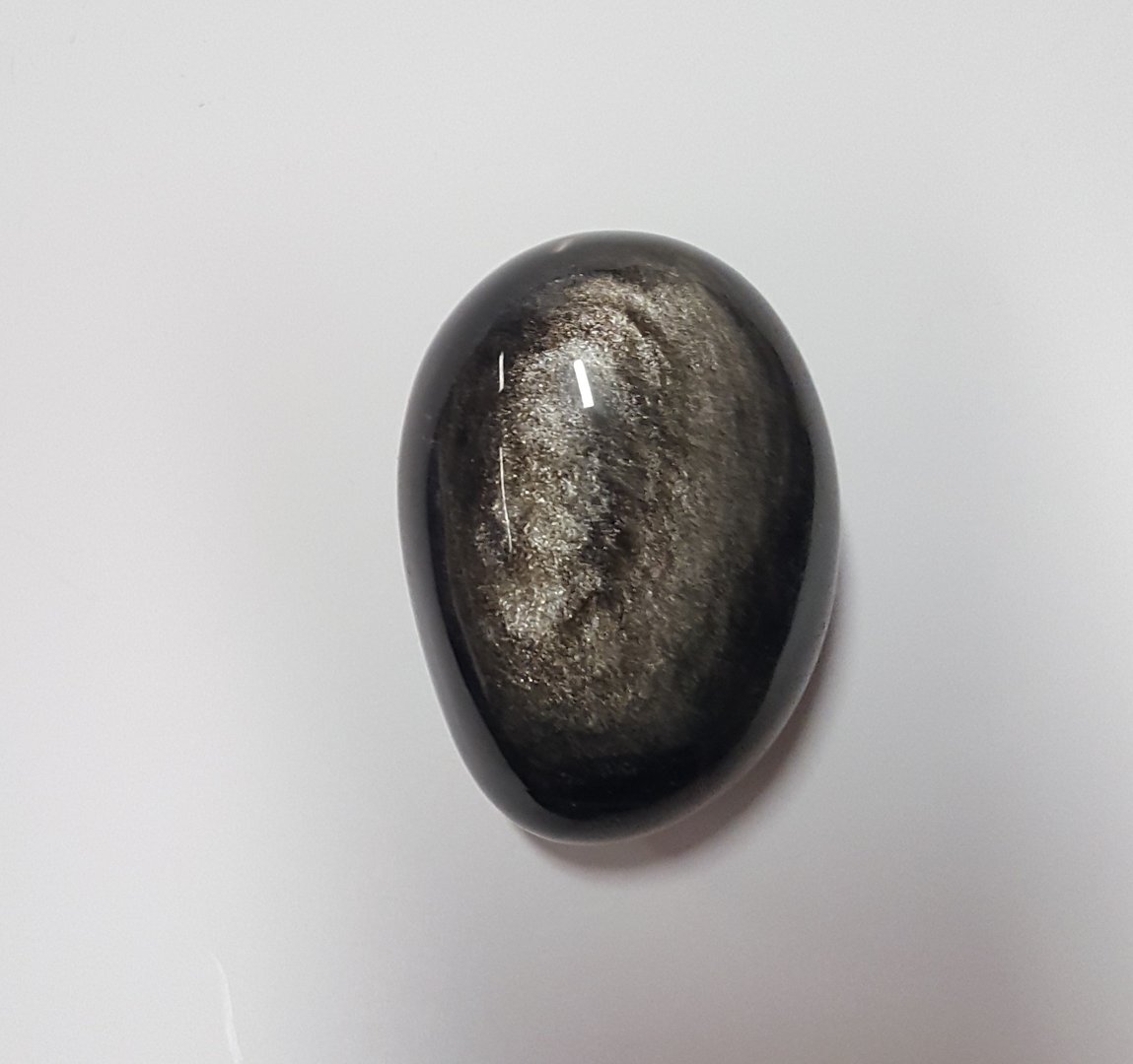 OBSIDIENNE ŒIL CELESTE argenté - pierre roulée (morceau arrondi)