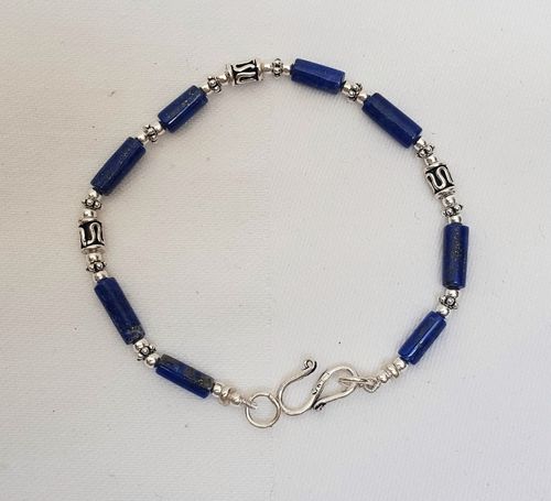 LAPIS-LAZULI - bracelet composé de lapis -lazuli forme tube avec intercalaires