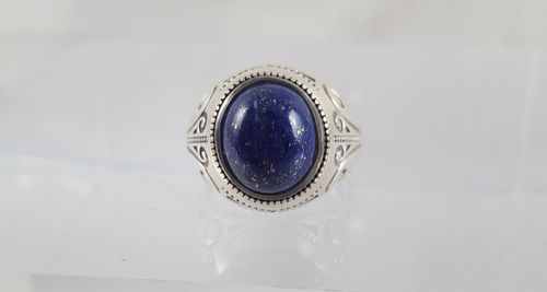 LAPIS-LAZULI - Bague avec beau cabochon ovale de lapis-lazuli