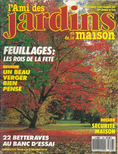 LIVRE revue l'ami des jardins et de la maison N° 758 1989
