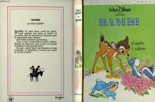 LIVRE bambi walt disney Felix Salten 1977