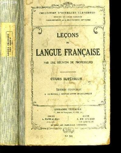 LIVRE Leçon de langue française cours superieur n°70