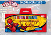 12 crayons de couleurs spiderman