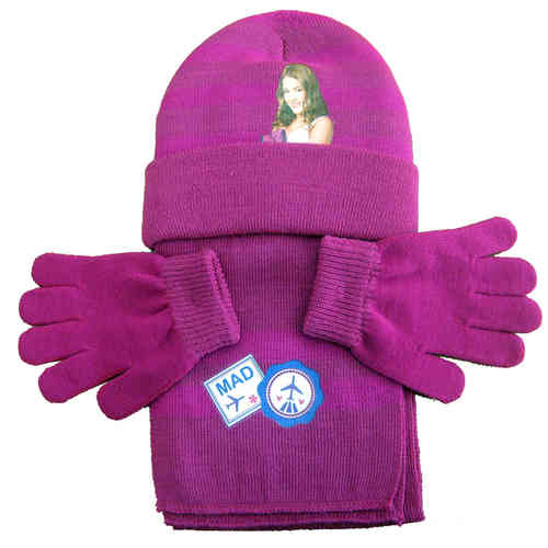 gorro bufanda guantes violetta