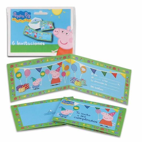 6 cartes d'invitation Peppa Pig