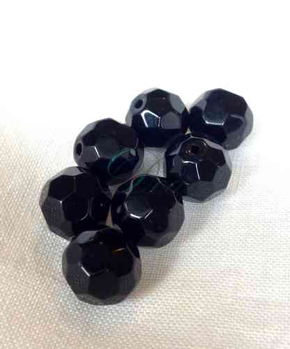 50 Bolas facetadas de cristal negro  6 mm