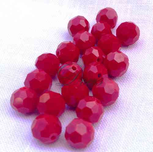 25 Bolas facetadas de cristal rojo 10 mm