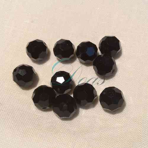 25 Bolas facetadas de cristal negro con faceta asturiana de 6mm