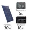 Kit solaire 12v 30Wc + batterie 18Ah