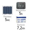 Kit solaire photovoltaique 12v 5 Wc + batterie 2,4Ah ES