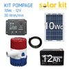 Kit solaire 12v 10Wc 12Ah + pompe à eau 30 L-min