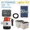 Kit solaire 12v 50Wc 76Ah + pompe à eau 190 L-min