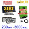 Kit solaire 300Wc à 3600Wc avec onduleur hybride 230V 3000W MPPT - batterie AGM 400Ah