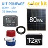 Solar kit 12v 80Wc 12Ah + water pump 35 L-m