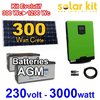Solar kit 300Wc to 1200Wc + inverter-charger 230V 3000W PWM - AGM batteries