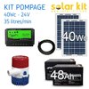 Kit solaire 24v 40Wc 48Ah + pompe à eau 80L-min