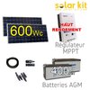 Kit solaire 24v 600Wc MPPT + batteries AGM 400Ah