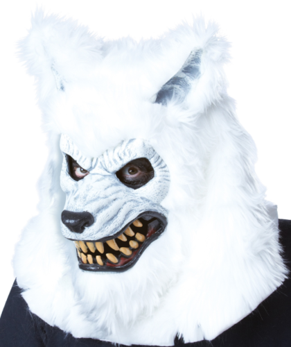 White lycan werewolf mask Moving mouth - Halloween
