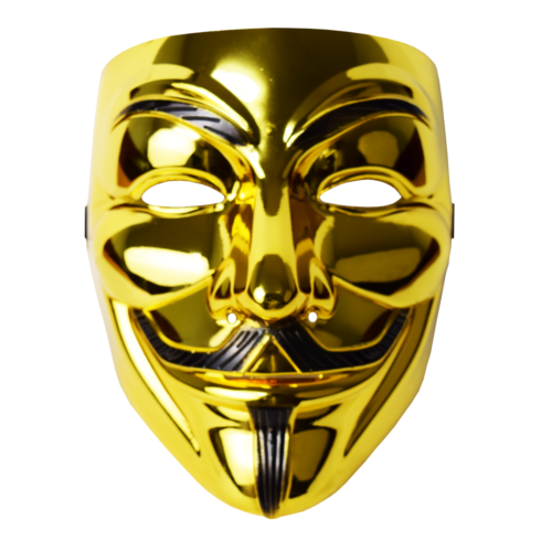 V for Vendetta mask Anonymous movie hacker gold - Halloween