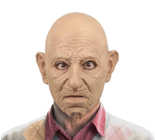 OLD MAN MASK wrinkly bald flexible realistic latex old man mask