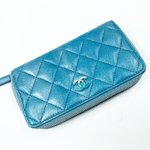 Chanel® quilted zippy coin purse in iridescent blue