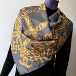 Chanel® Vintage 80's scarf silk grey gold