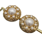 Chanel® 80's large gold baroque clip earrings with pearls
