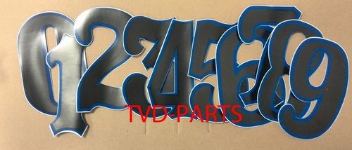 Number stickers 0-9 black/blue (height: +/- 14 cm)