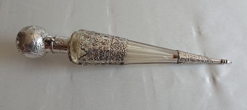 Crystal scent bottle with silver mounts, circa 1870