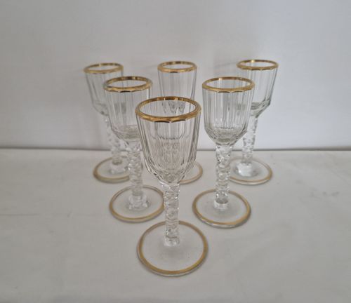 Set van 6 kristallen wijnglazen, omstreeks 1800