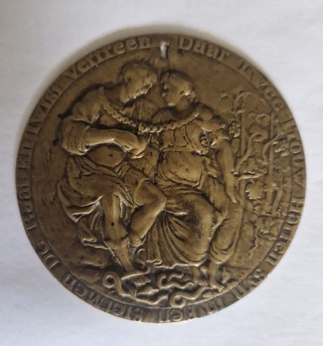 Brass wedding medal, Netherlands, 17th century