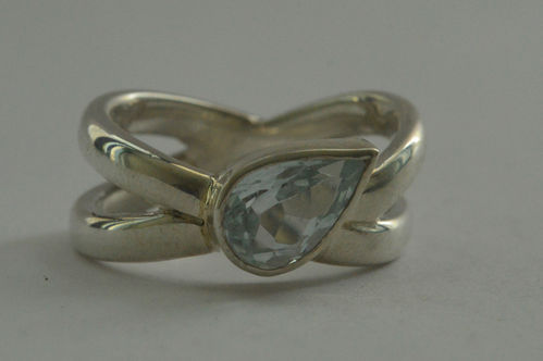 Zilveren ring met aquamarijn