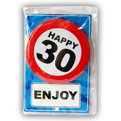 Happy age card 30 jaar met button