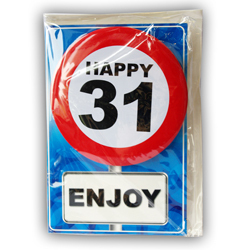 Happy age card 31 jaar met button