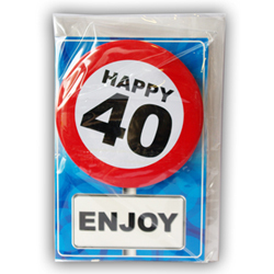 Happy age card 40 jaar met button