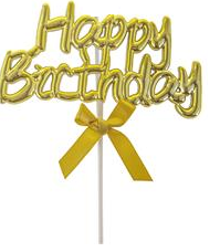 Cake topper - Happy Birthday (goud)