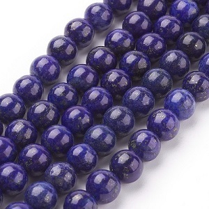 Lapis lazuli, ronde kralen, 8mm. Verkocht per streng van ca. 20cm.