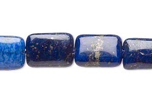 Lapis lazuli, ´kussen´-kralen, 18x13x6mm. Verkocht per streng van ca. 38cm
