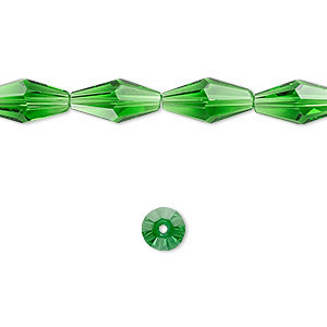 Celestial kristal, dubbel bicone kralen, 12x6mm, groen. Per snoer van 39,5cm (33 kralen)