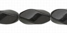 Blackstone, ovale twist kralen, 20x10mm. Per snoer van 40cm