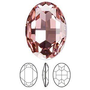 Swarovski kristal, fancy stone, ovaal 30x22mm, light rose met zilverfoil rug